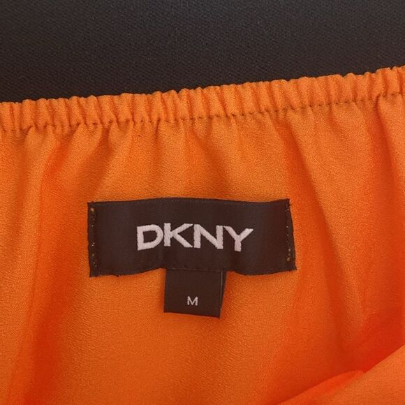 DKNY Orange Stretch Midi Accordion Pleat Skirt Size Medium - Picture 6 of 9